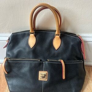 Dooney & Bourke Black and Tan Leather Satchel